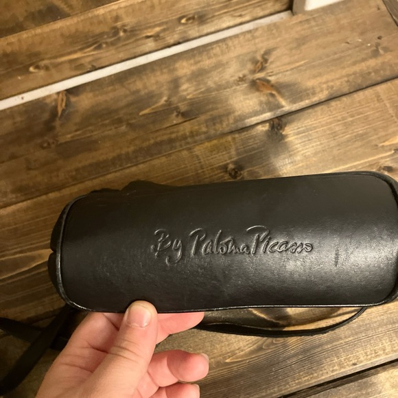 Paloma Picasso Vintage Black Leather Crossbody Shoulder Bag Purse Made in Italy - Picture 3 of 11